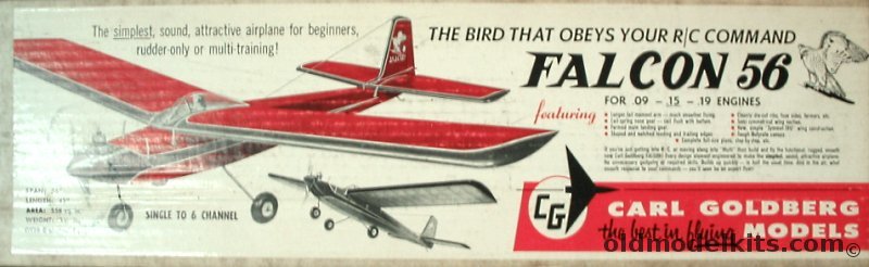 Carl Goldberg Models Falcon 56 - 56 inch Wingspan Single to 6 Channel RC Training Aircraft, G15-995 plastic model kit